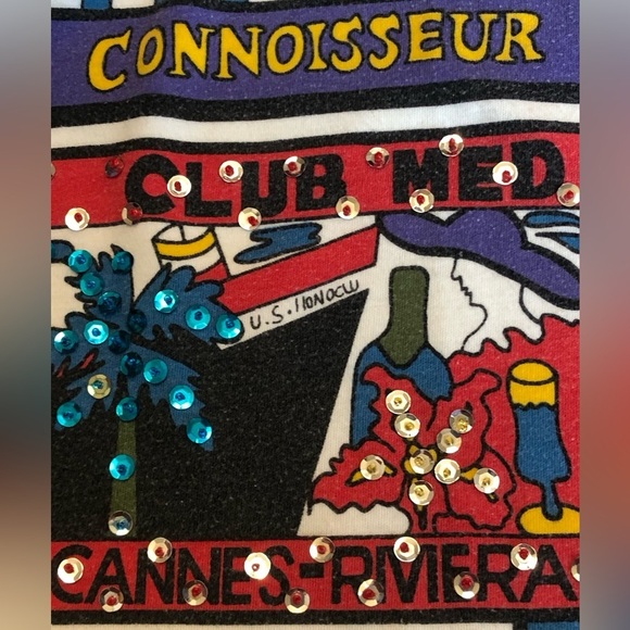 Vintage 90s France Scene Tee Shirt Rhinestones - Picture 8 of 9